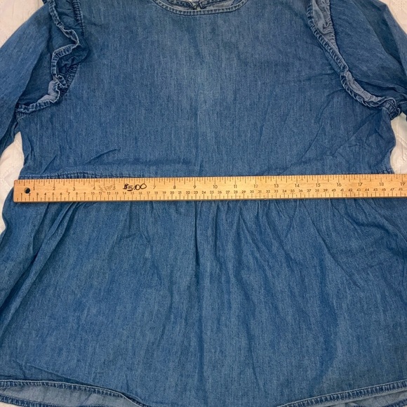ASOS denim women’s size 6 light Blue Ruffled Peplum Jean Blouse - Picture 13 of 16